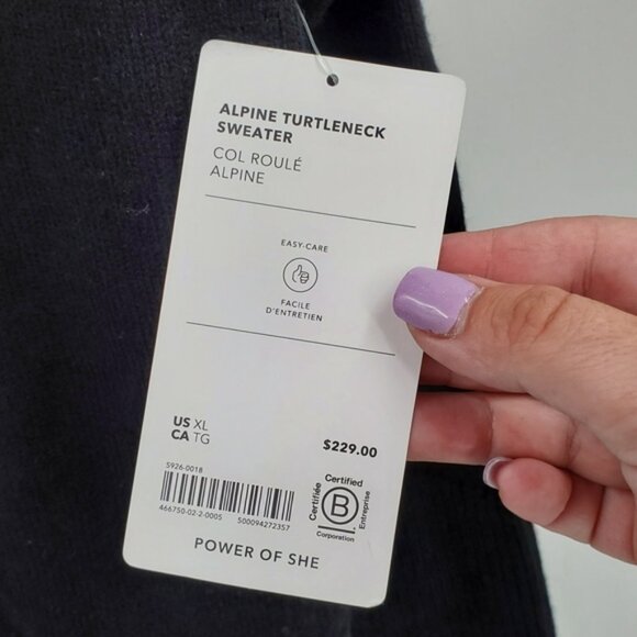 Women's Athleta Alpine Turtleneck Merino Wool Sweater XL NEW Black - Picture 2 of 5